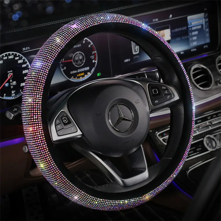 

Colorful Hot Drilling Car Steering Wheel Cover Diamond Set Women's Grip Cover Online Celebrity Goddess-Four Seasons Universal Cu
