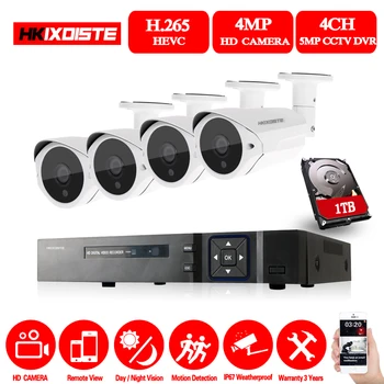 

4CH adh Security Camera System H.265 CCTV HD DVR Kit 5MP IR Outdoor Night Vision Camera Home Video Surveillance