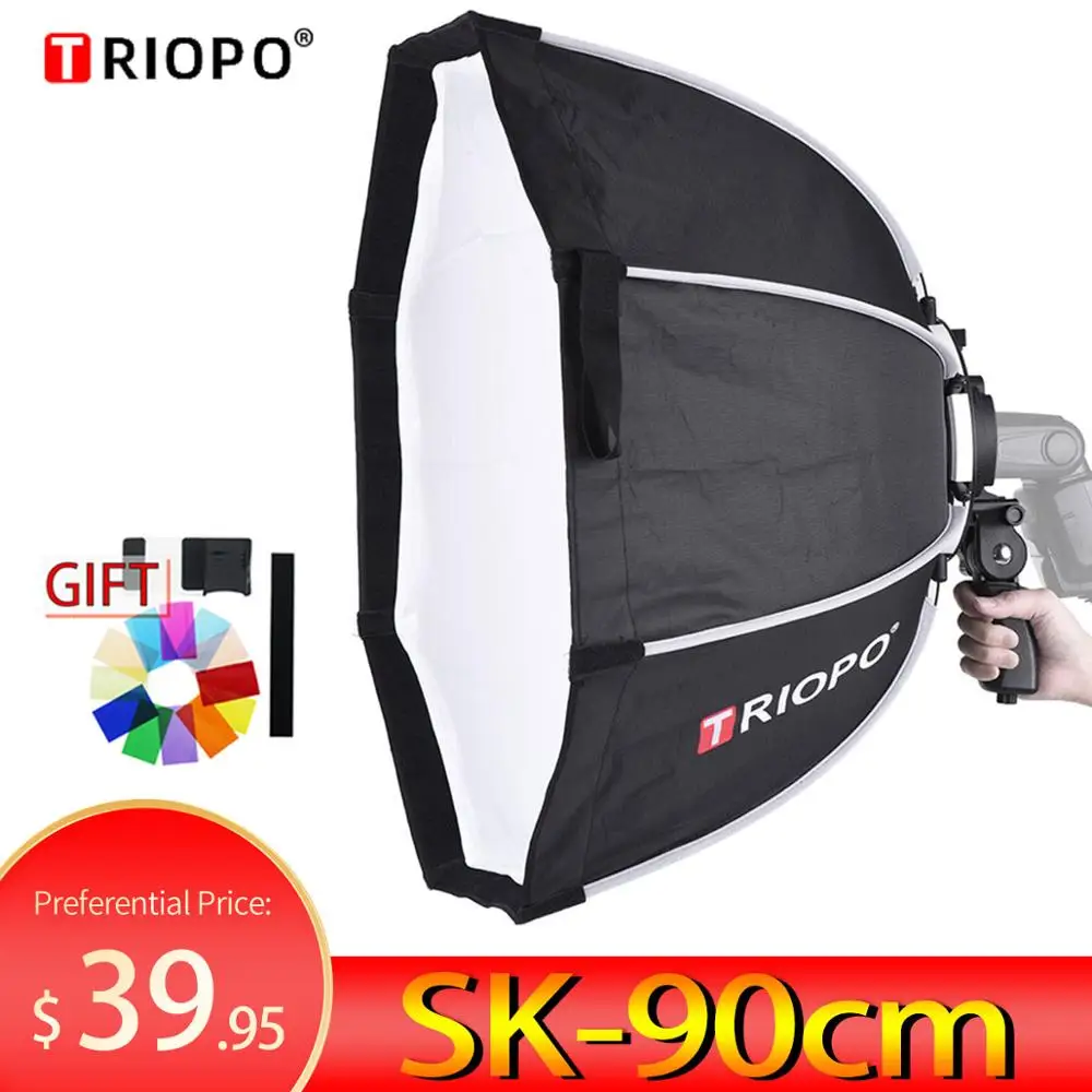 

TRIOPO 90cm Octagon softbox Umbrella Softbox with handle For Godox On-Camare Flash speedlite photography studio accessories