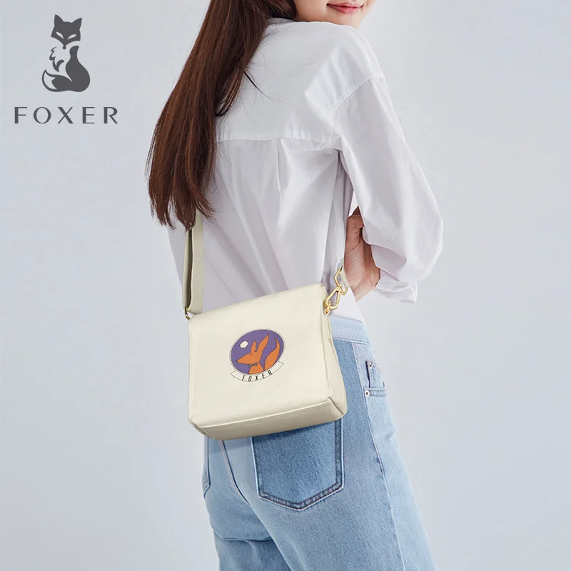 Женская тканевая сумка FOXER многоразовая через плечо с логотипом для