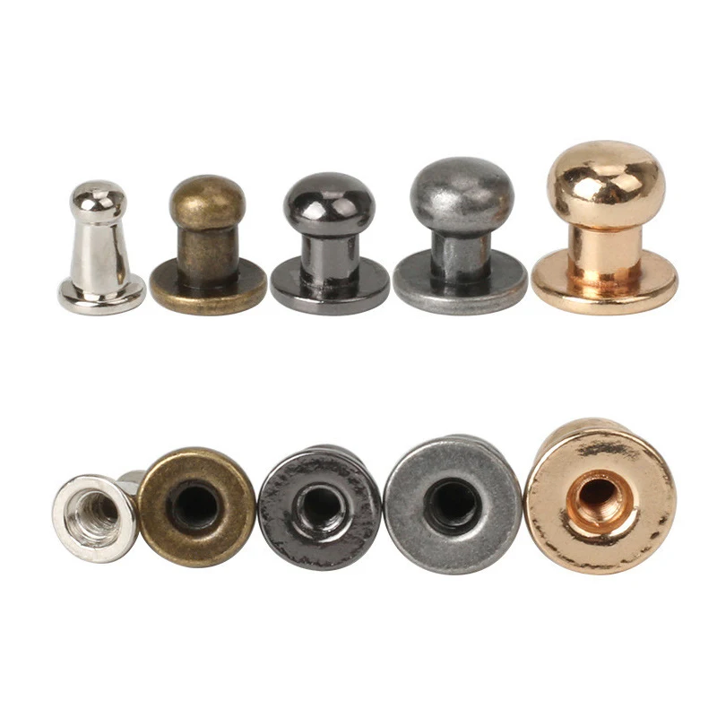 Metal Alloy Knob Screw Rivets Studs DIY Crafts Leather Belt Watchband Round Monk Head Rivets Spikes Decor Nail Buckles 10Sets