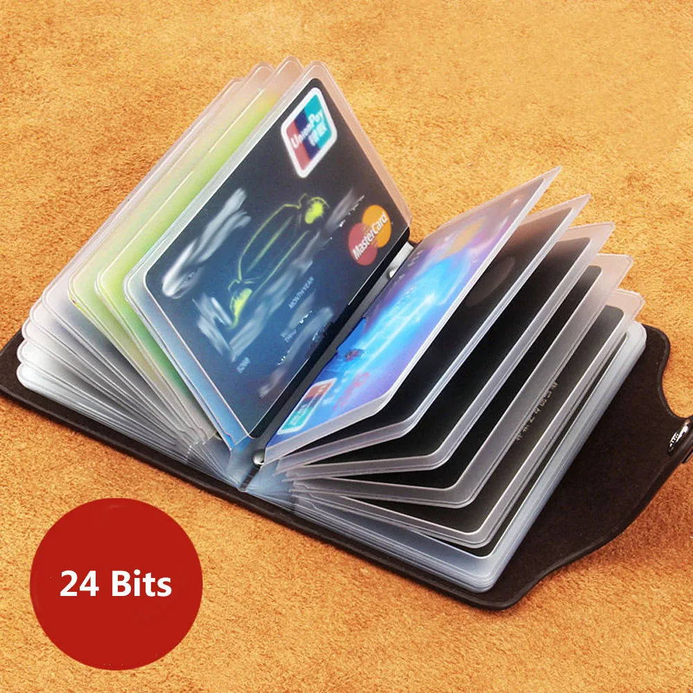 

New PU Leather Function 24 Bits Card Case Business Card Holder Men Women Credit Passport Card Bag ID Passport Card Wallet Purse