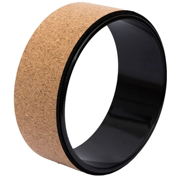 

ELOS-Natural Cork Yoga Wheel Soft Non-Toxic Yoga Assist Wheel Massage Wheel Back Bend Art Pilates Yoga Circle Cork 33 x 13Cm