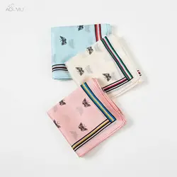 AOMU Корея 53*53 см маленький квадратный цветной шифоновый Бабочка розовый шарф шейный шарф Женская повязка для волос повязка платок