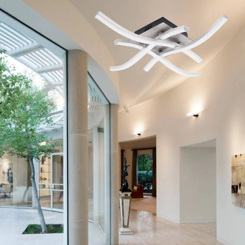 

AC85-265V Modern LED Ceiling Light 18W 4W 3/4 Light Bar Aluminium Forked Shaped Panel Light for Bedroom Living Room Restaurant
