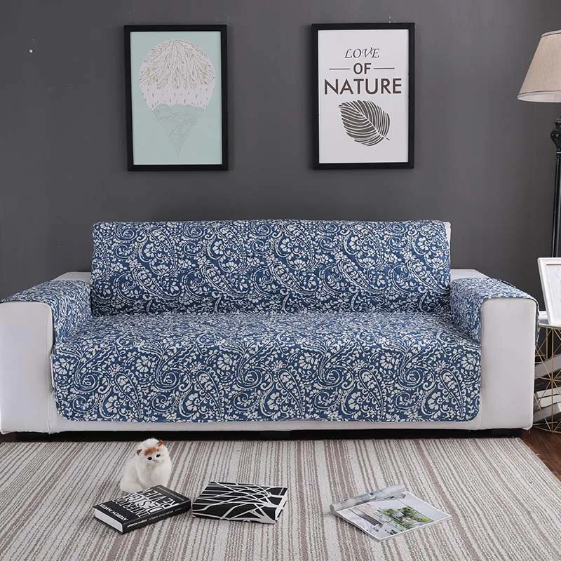 white and blue Одно/двойное/три сиденья диване покрывало на кресло Slipcovers Pet кошки матрас мебель протектор Реверсивный - Цвет: white and blue