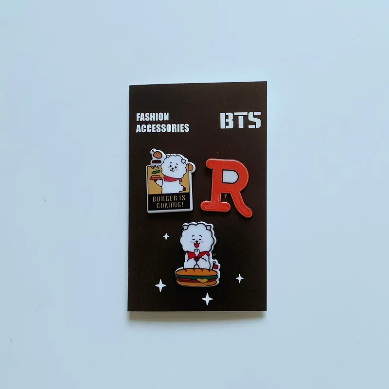 Kpop bangtan мальчики "ТАТА" "RJ" "Черный Розовый" "дважды" и т. Д. Мультфильм милый тройной Брошь для женщин мужчин kpop bangtan мальчики Поклонники