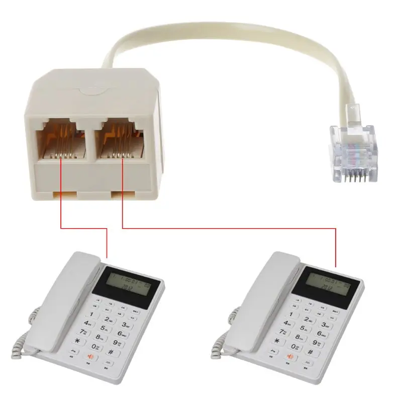 Telephone Splitter RJ11 6P4C 1 Male to 2 Female Adapter  RJ11 to RJ11  Separator