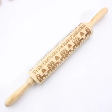 Деревянная Рождественская Скалка тиснение выгравированный ролик для теста для выпечки печенья Аскс