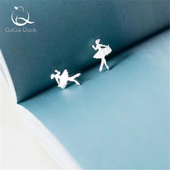 

New Fashion Jewelry 925 Sterling Silver Temperament Little Ballet Girl Simple Exquisite Hypoallergenic Women Stud Earrings E105