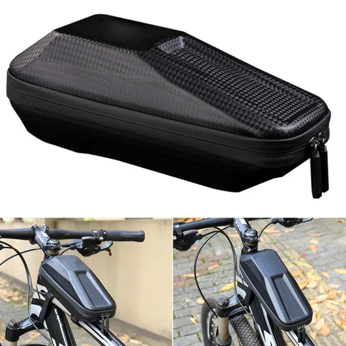 Perfect Newly Bike Front Beam Bag Waterproof EVA Wear-resistant Carbon Pattern Bicycle Bag 1