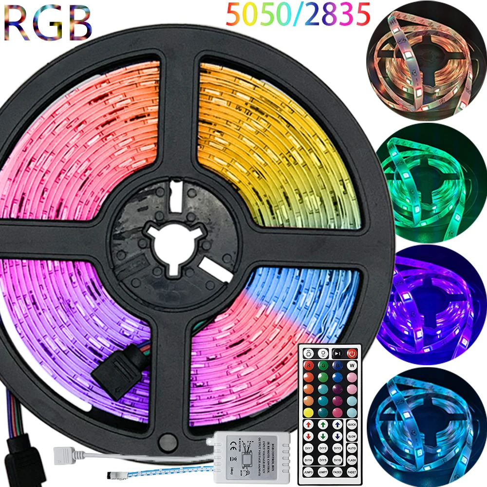 

LED Luces Strip Lights RGB 5050 2835 SMD Flexible Ribbon Waterproof RGB 5M 10M 15M Tape Diode IR Control Christmas LED Light