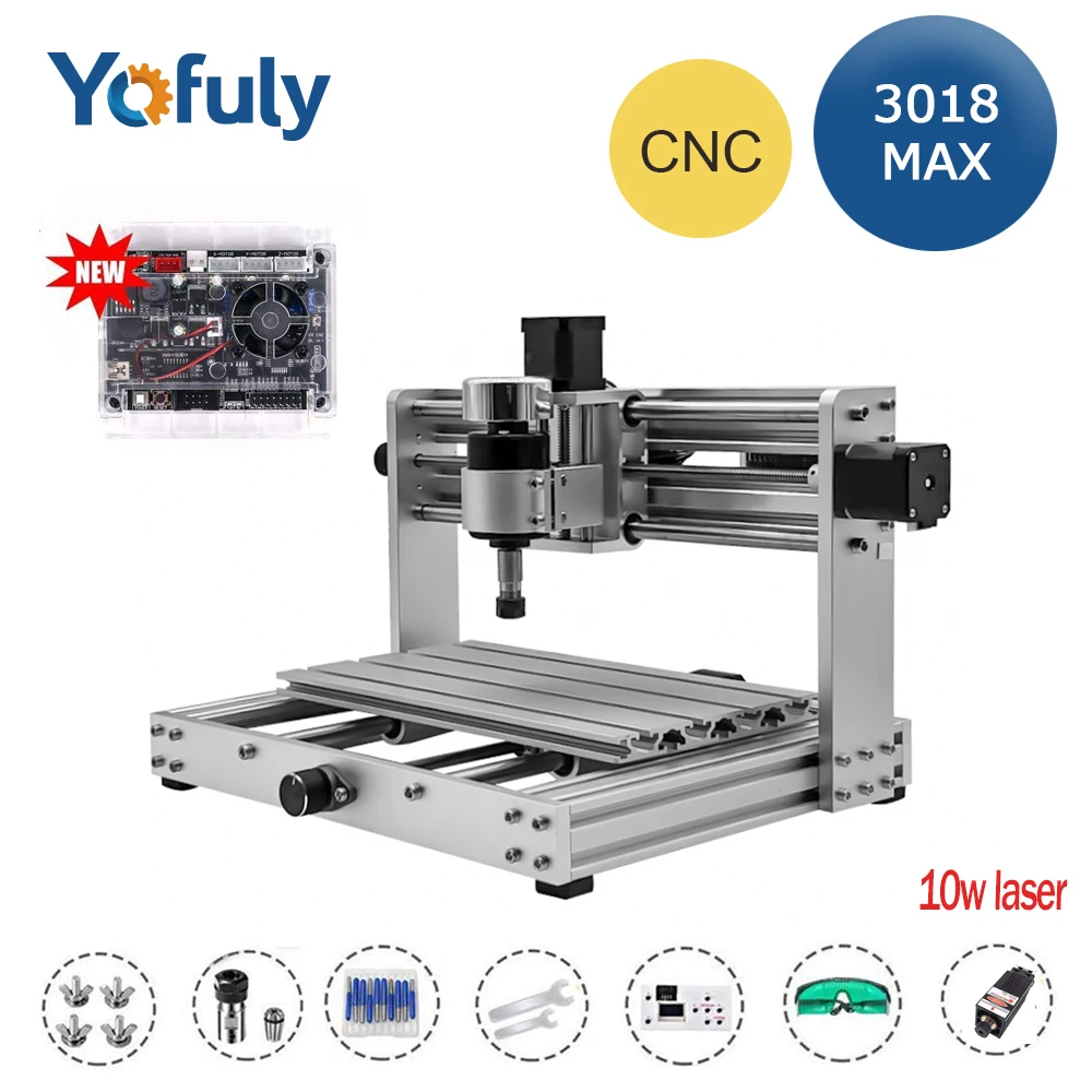 CNC 3018pro MAX гравер GRBL управление с шпинделем 200 Вт, 3 оси PCB фрезерный станок, DIY древесины маршрутизатор Поддержка лазерной гравировки - Цвет: 10w laser