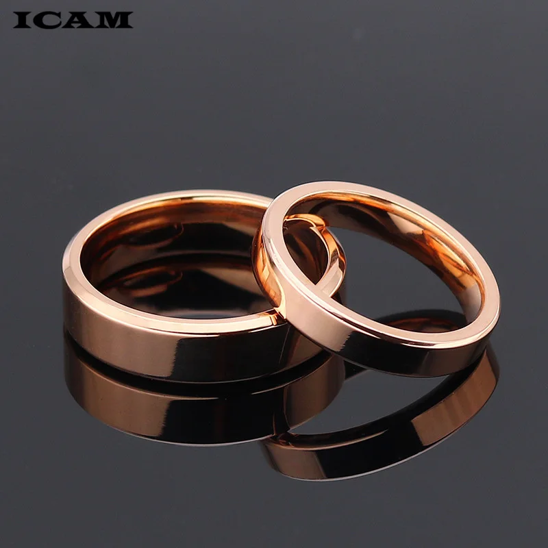 ICAM высокое качество 4 мм/6 мм оптовая продажа простое кольцо модное розовое золото