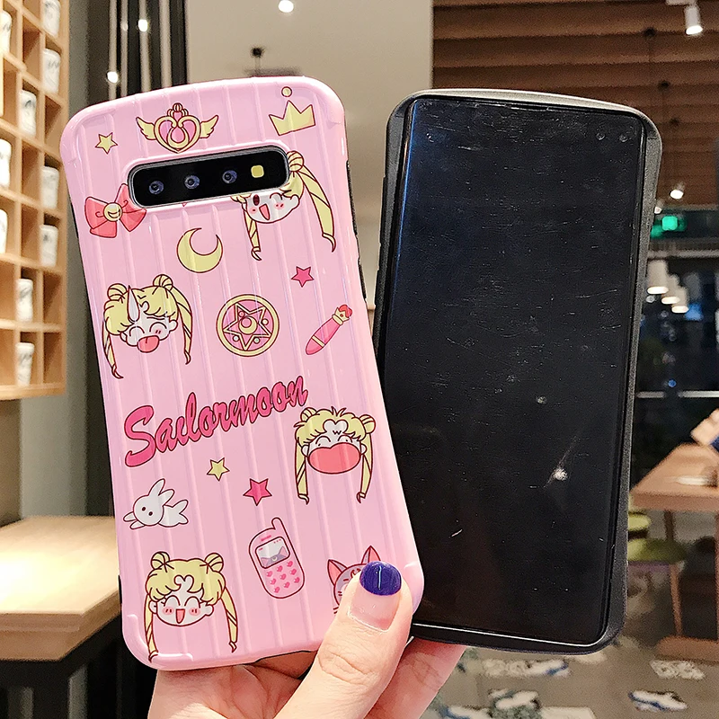YHBBCASES 3D тонкая талия багаж мягкие чехлы для samsung Note 10 8 9 мультфильм Сейлор Мун чехол для samsung Galaxy S10 S8 S9 Plus