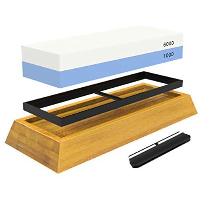 Профессиональная точилка для кухонных ножей шеф-повара 1000/6000 двухсторонняя точилка для ножей точильный камень точильный инструмент бамбуковая основа