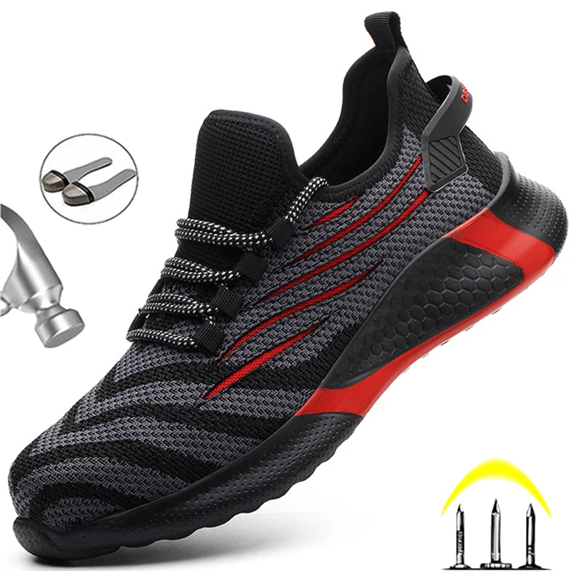 Zapatos de seguridad para hombre, calzado de trabajo Indestructible, antiperforación, ligero