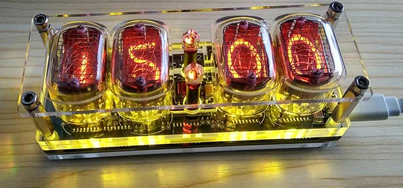 With LED No Tubes N-12 часы свечение трубки 4-разрядный интегрированный IN12 часы свечение трубки семь цветов RGB светодиодный DS3231 Nixie часы IN-12B без трубы - Цвет: With LED No Tubes