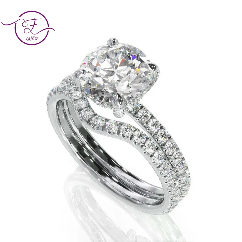 Обручальное кольцо Moissanite Halo, основной 1ct, 6,5 мм, EF цвет, Муассанит, 14 к, белое золото, обручальное кольцо, хорошее ювелирное изделие для женщин