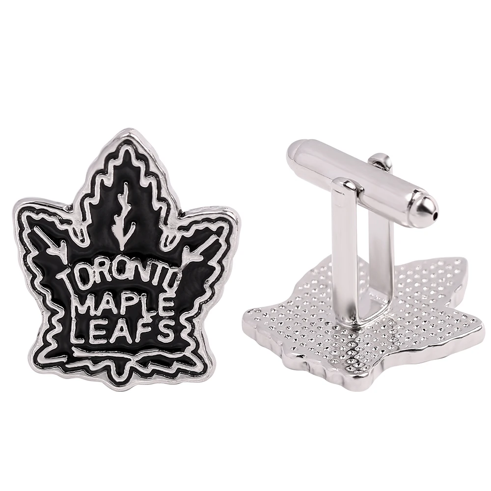 TORONTO MAPLE LEAFS хоккейная команда, эмалированные запонки, черно-белые запонки с рисунком, запонки для рубашки, мужские ювелирные аксессуары