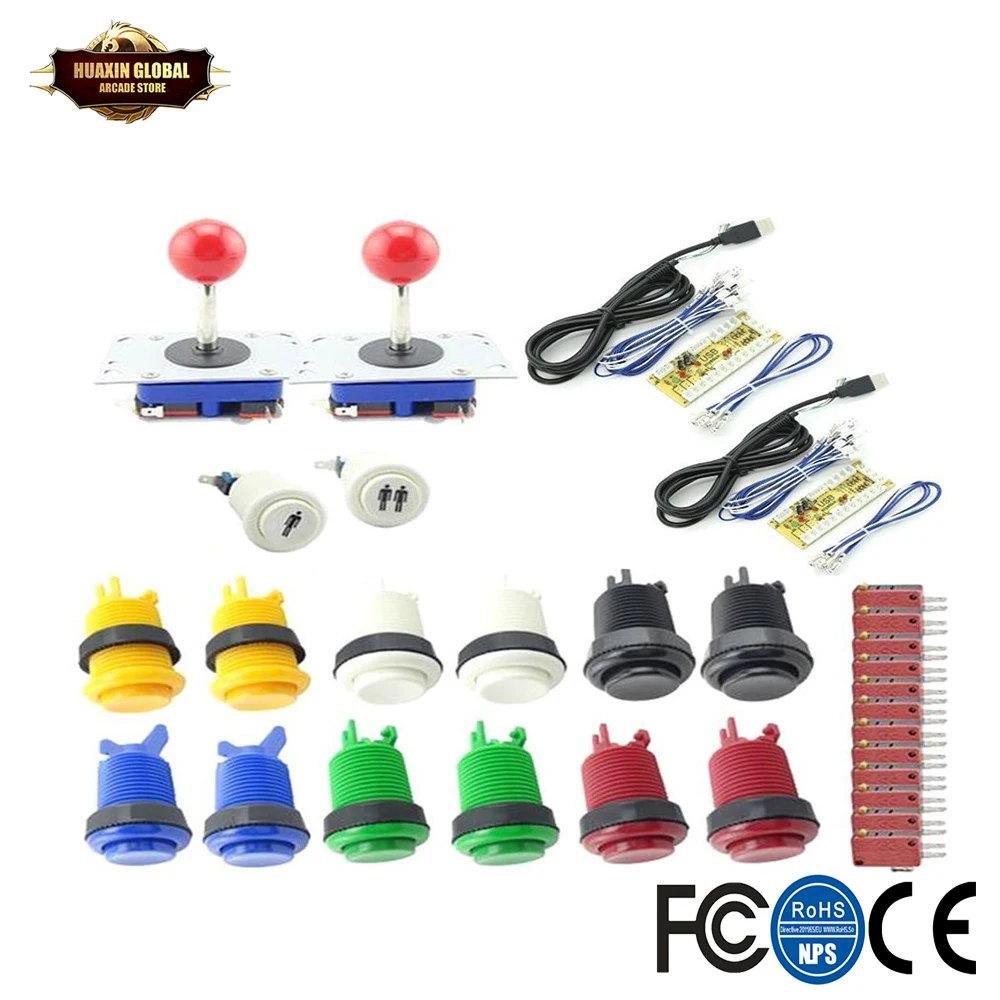 Аркадная кнопка и джойстик DIY KIT для 2 игроков PC PS/3 в 1 к аркадный Joystck интерфейс USB