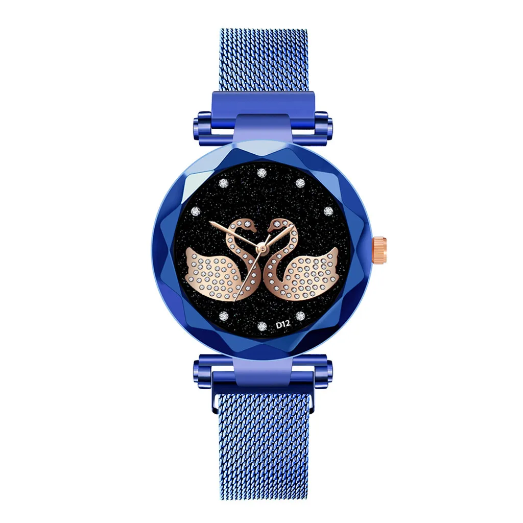 Роскошные часы кварцевые часы из нержавеющей стали с циферблатом повседневные часы zegarki damskie Bayan Kol Saati W50 - Цвет: Blue