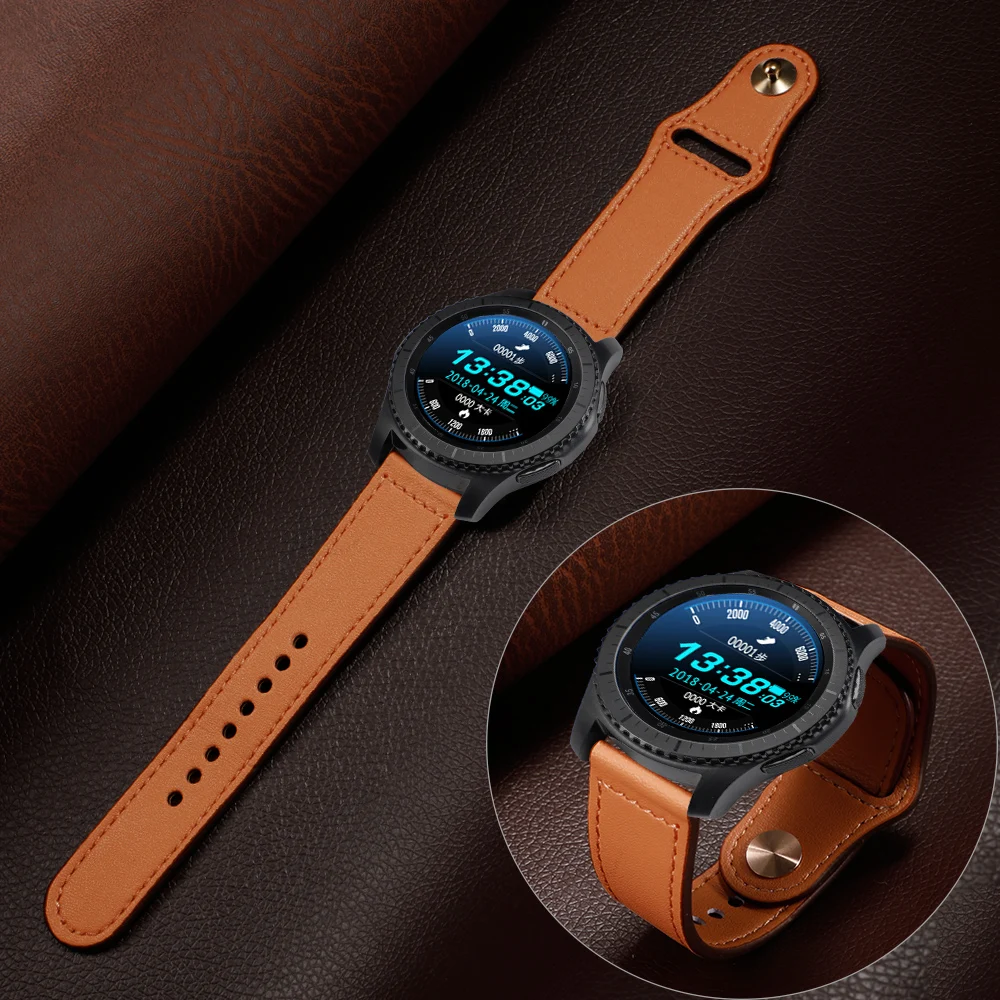 22 мм кожаный ремешок для samsung Galaxy Watch 46 мм ремешок gear S3 frontier band huawei часы gt ремешок спортивный браслет ремешок для часов 44