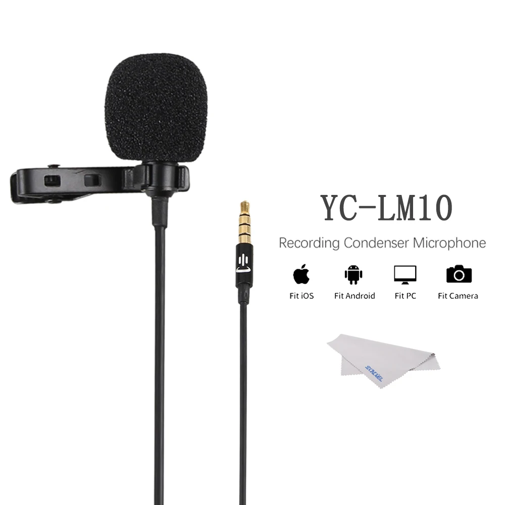 YC-LM10 телефон аудио видео запись Lavalier конденсаторный микрофон для iPhone 8 7 6 5 4s 4 ipad huawei Sumsang Xiaomi type C - Цвет: 3.5MM