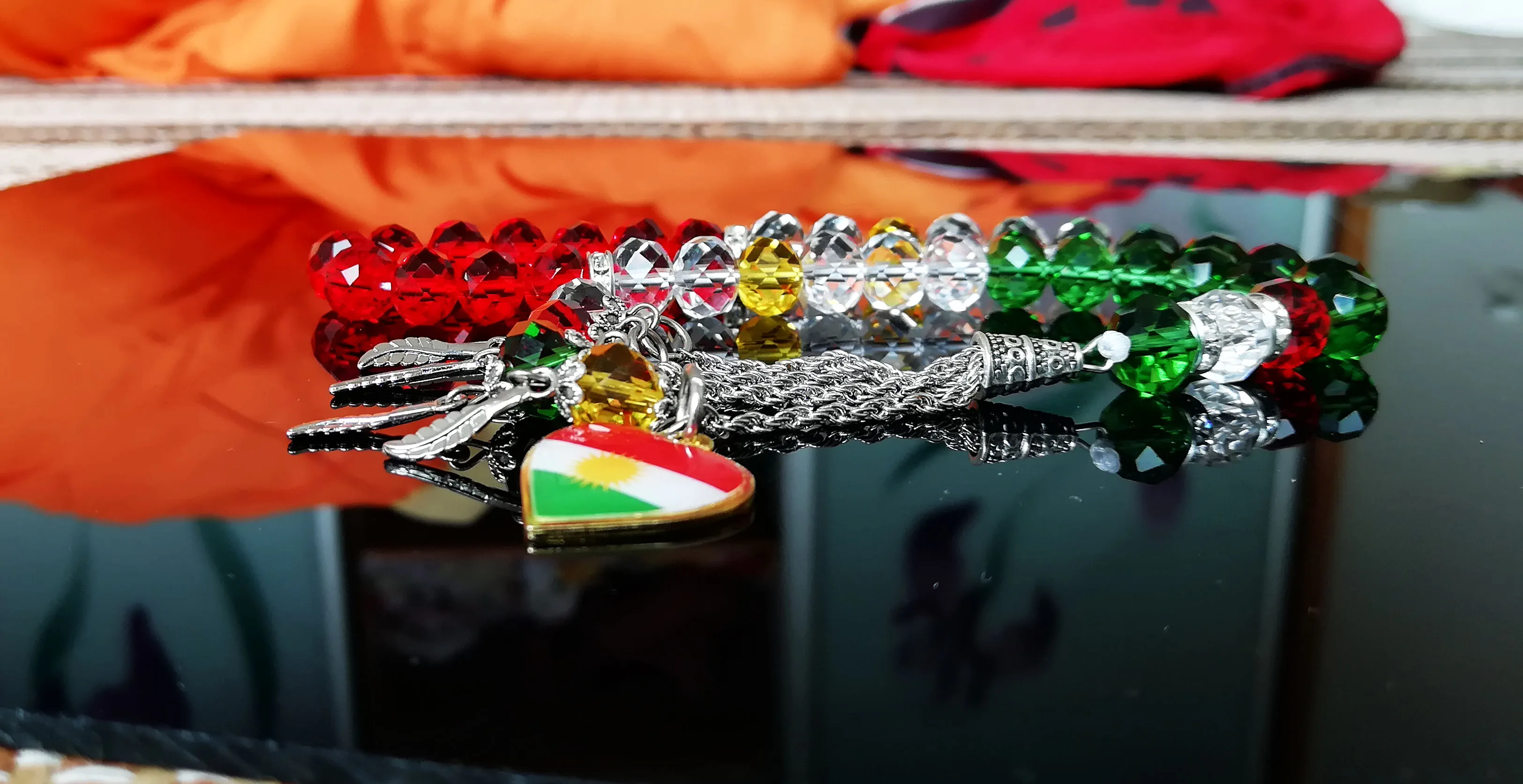 Курдское ожерелье флаг Молитвенные Четки из бусин tasbih автомобиль/дом/офис висит