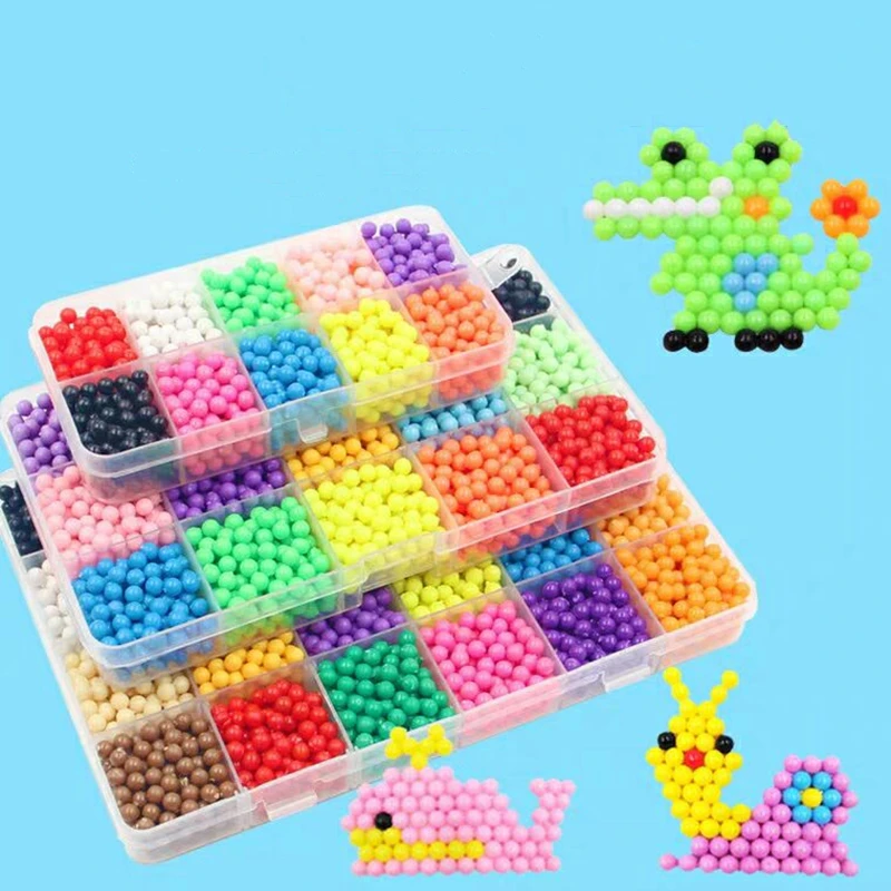 6000Pcs 36 Colors 5mm Water Kralen Spray Perler Magic Beads Educational 3D Puzzles Accessories for Children Toys DIY Magic Beads
