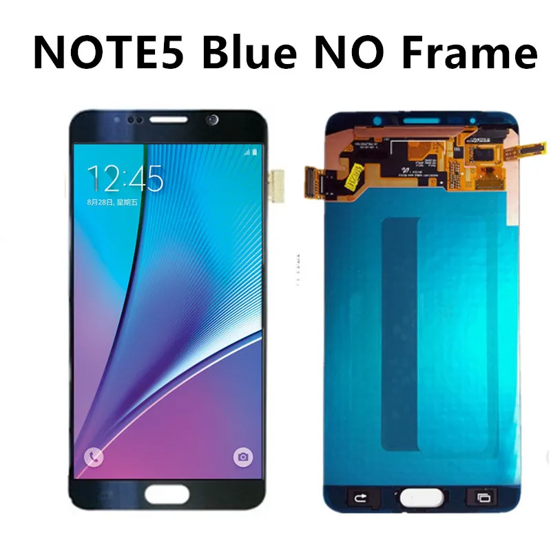 Супер AMOLED экран Замена с рамкой для samsung NOTE5 lcd N920 N920F N920A N920T N920C N920V сенсорная сборка - Цвет: Blue NO Frame