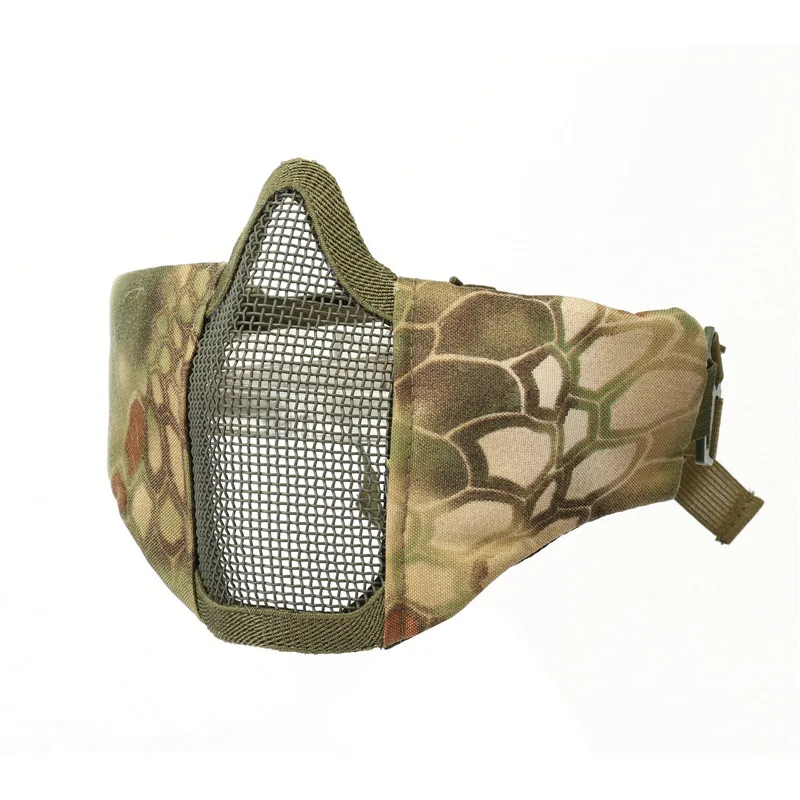 

2019 Camping Accessories Tactical Foldable Half Face Mask Adjustable Breathable Protective Nylon Mesh CS Game Outdoor Equipment