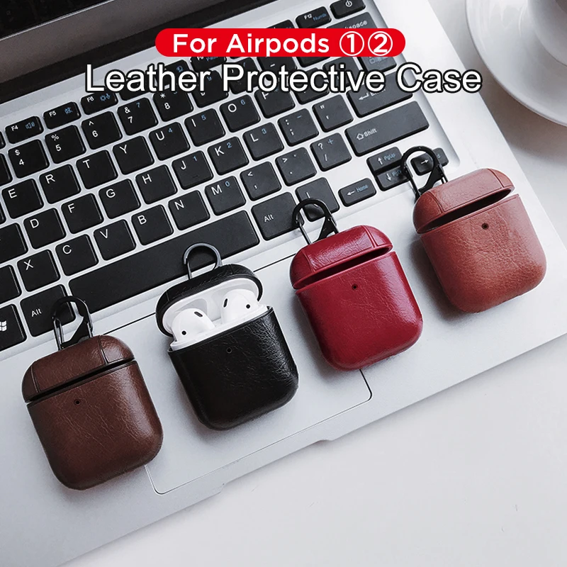 Кожаный наушник коробка для AirPods 1 2 черный анти-осенний чехол для AirPods 1 2 гарнитура оболочка