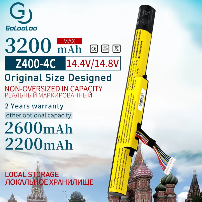 Аккумулятор для ноутбука 3200 мАч Z400 Z400A Z500 L12L4K01 L12S4E21 L12S4K01 L12M4E21 L12M4K0 Lenovo IdeaPad P400 P500 2200