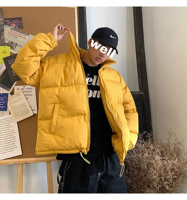 LAPPSTER Men Harajuku Colorful Bubble Coat Winter Jacket 2021 Mens Streetwear Hip Hop Parka Korean Black Clothes Puffer Jackets Yellow