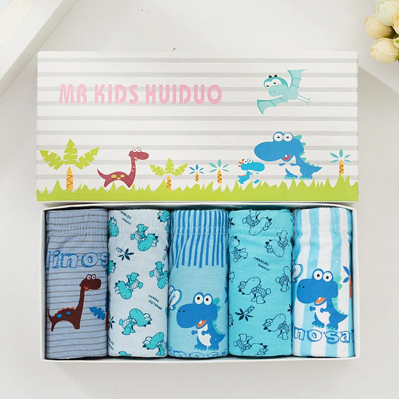 5Pcs/lot Kid Boys Underwear Cartoon dinosaur Baby Panties Cotton Boys Briefs Teenage Panties Children's Boxer Underpants Briefs - Цвет: Naughty Dragon