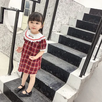 

Girls baby 2-7 years children's clothing summer new style cotton embroidered dress cute pastoral style baby girl princess dress