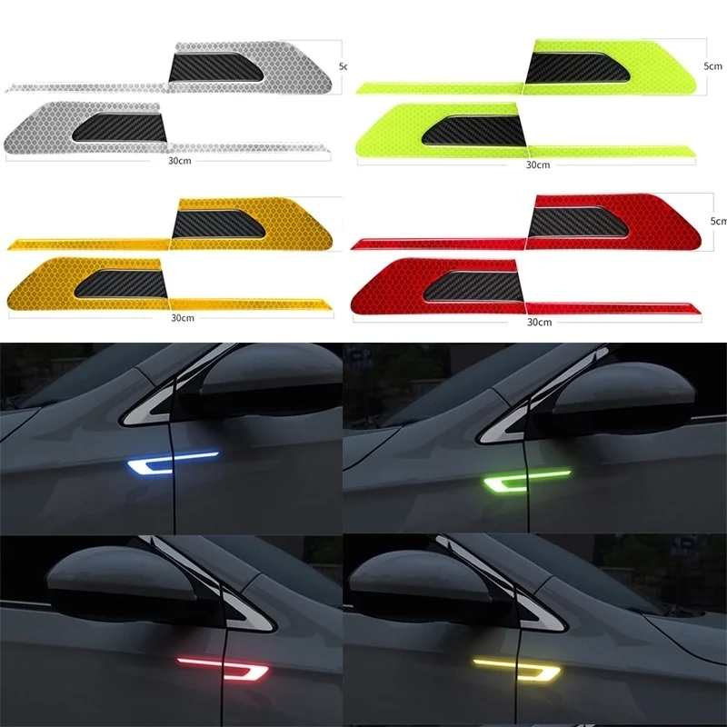 

6pcs Auto Decoration Car Wheel Rim Eyebrow Anti-Collision Removable Warning Strip Car Reflective Warning Sticker