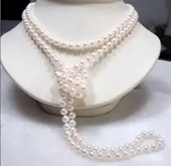 7-8 мм Белое FW культивированное жемчужное ожерелье 50 дюймов
