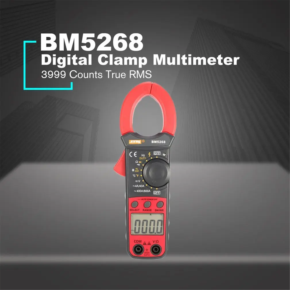 BM5268 Ручной цифровой клещи мультиметр True RMS AC/DC Вольт Ампер Ом Емкость Частота Температура диод тестер