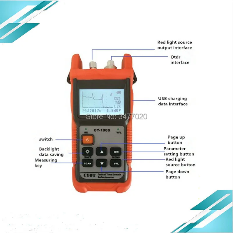 FTTH CY190S fiber optic obstacle finder OTDR cable breakpoint tester fiber optic rangefinder with curve English version