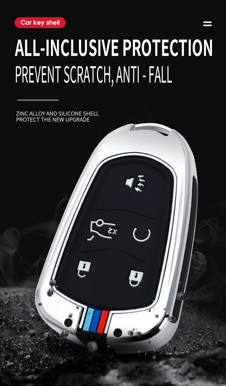 Portachiavi in lega di zinco Cover Shell Holder per Cadillac CTS XTS SRX ATS 2015-2018 CT5 XT5 XT6 Remote Key Car Styling Car Key Case - H1c8e51b9f2eb4cf790a5953c4b058ccaK
