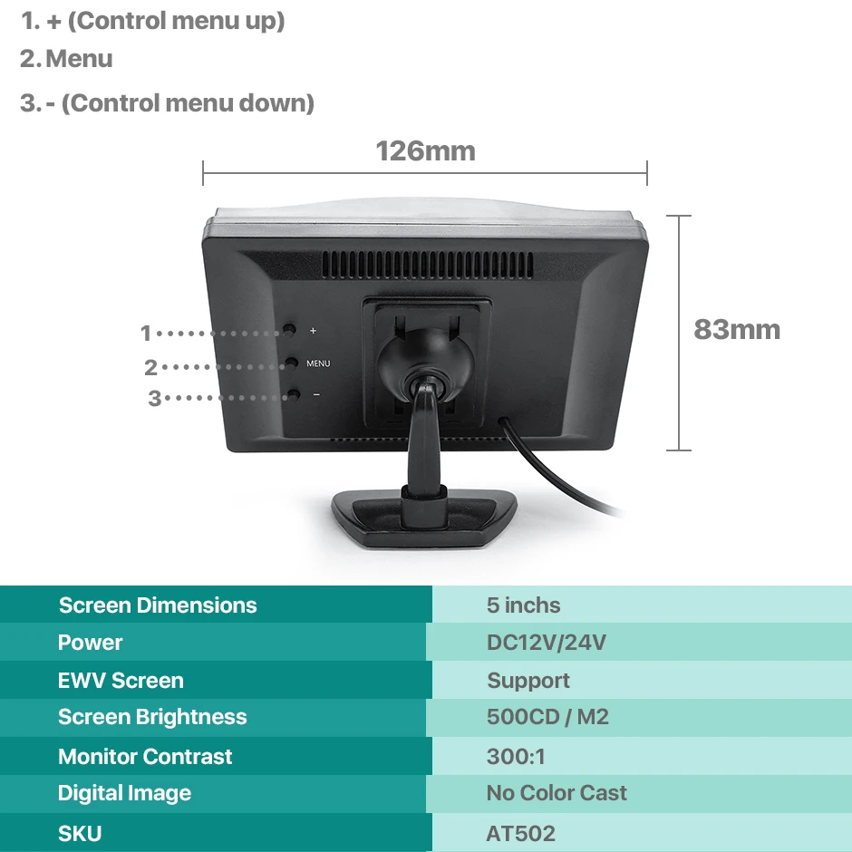 GreenYi 5 inch AHD Car Monitor For 1080P High Definition 170 Degree Night Vision Vehicle Rear View Camera Easy Installation gps for car