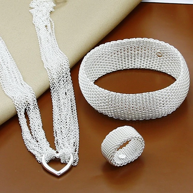 Комплект из колье и сердца серебра 925 пробы | Украшения аксессуары