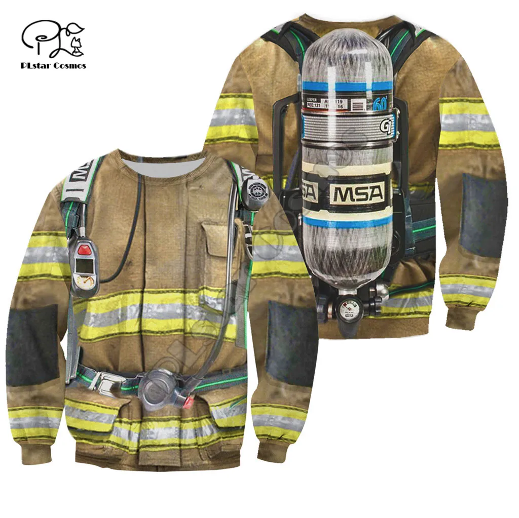 PLstar Cosmos Amazing Firefighter Suit Fireman 3D Print Hoodies Sweatshirts  Zip Hooded For Men And Women Casual Streetwear Q35
