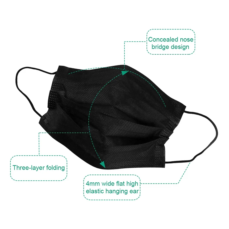 

10Pcs Black Disposable Mask Anti-pollution Mask Adult Unisex Protective Fabric Dust Face Mouth Masks Dust-Proof Safety Masks
