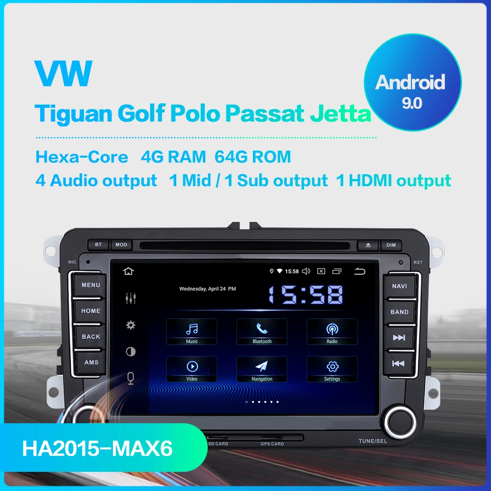 Cheap Android 9.0 2 din Car Radio 7" Display Car DVD Player with Built-in GPS  1080P Video for VW Golf Polo Passat Tiguan EOS 4G RAM 1