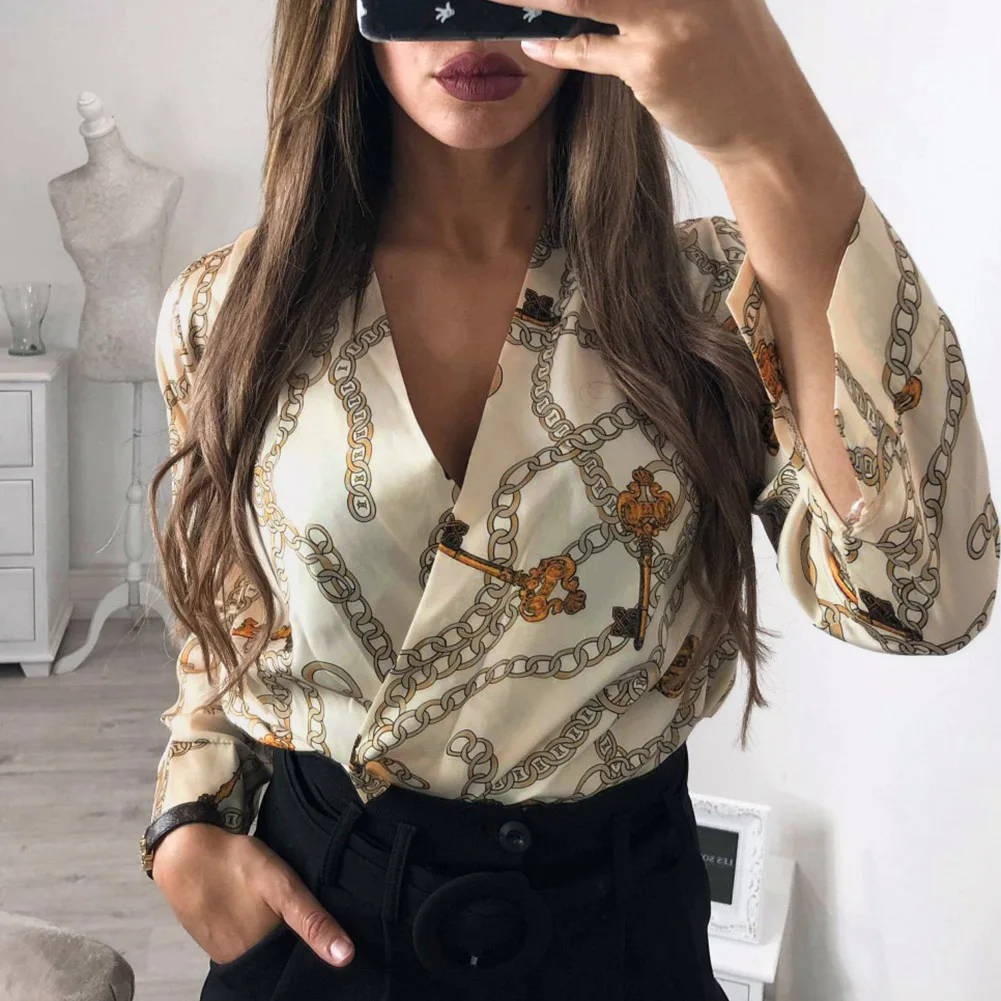 

Women Ladies Sexy Floral Bodysuits Fashion Print Patchwork Casual Deep V Wrap Over Satin Bodysuit Leotard Top Jumpsuit #30