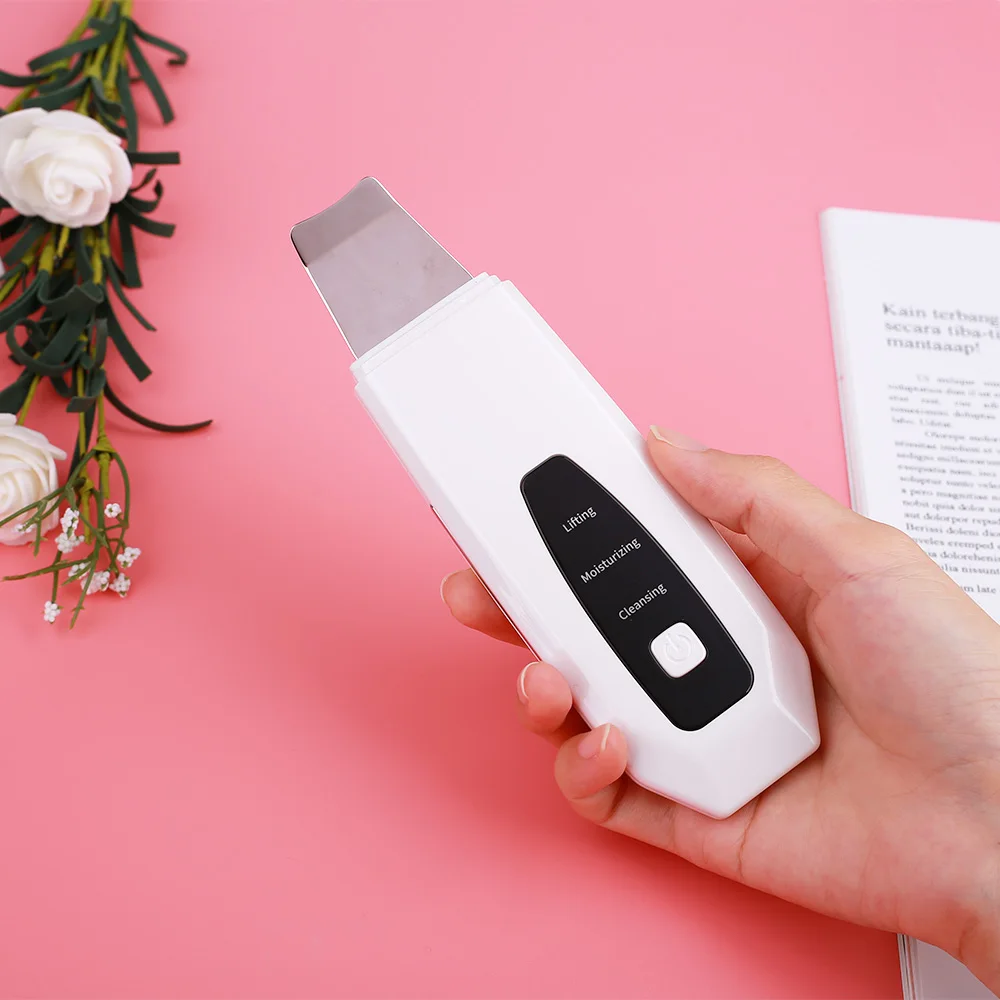 Portable Rechargeable Ultrasonic Face Skin Scrubber Peeling Shovel Machine Face Exfoliator Cleaner-Blackhead Acne Removal Face