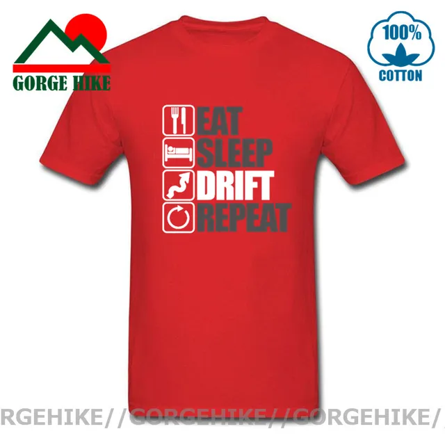 Eat Sleep Drift Repeat Mens Drifting T Shirt JDM Drift Car AE86 BDC Red